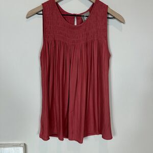 Anthropologie Dolan Left Coast Coral Smocked Sleeveless Tunic Size S